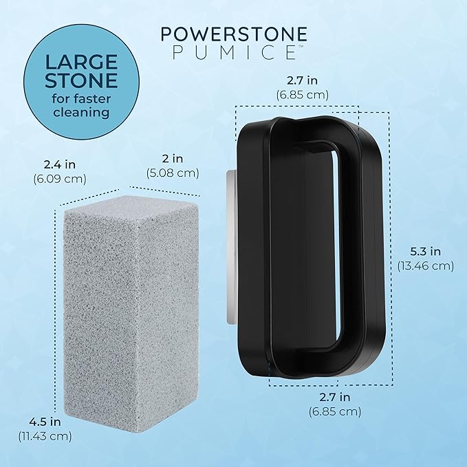 Powerstone Heavy Duty Grill Cleaner Kit – 6 Natural Pumice Stones with 2 Handles – Grill Bricks for Cleaning Flat Top, Oven, Stove, BBQ Grates, Cookware & More – Durable Pumice Stone Cleaning Blocks