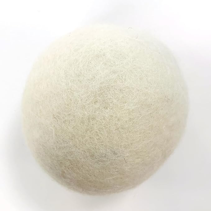 Large Size Organic Fabric Softener Balls, Wool Dryer Balls Laundry Reusable, Reduce Wrinkles & Static Cling, Shortens Drying Time (Pack of 6) (White)