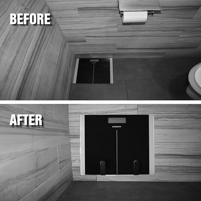 Body Weight Scale Holder for Bathroom – Wall Mount Organizer with Adhesive or Screw Install – Multi-Use Storage for Cutting Board Holder, Pot Lid Holder, Brooms & More – Space Saving Wall Rack(1)