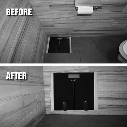 Body Weight Scale Holder for Bathroom – Wall Mount Organizer with Adhesive or Screw Install – Multi-Use Storage for Cutting Board Holder, Pot Lid Holder, Brooms & More – Space Saving Wall Rack (2)