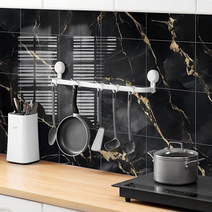 Chejiaye 10pcs Marble Peel and Stick Backsplash Waterproof Washroom Wall Panels, Peel and Stick Tile, PVC Foam Wall Panels for Kitchen,Bathroom,Living Room,Black Gold(Not Real Tile,11.8" x 11.8")