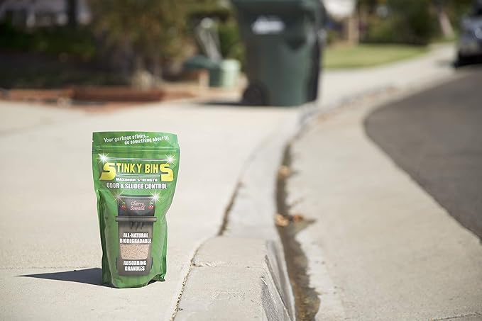Garbage Odor Eliminator – Cherry Scented Absorbing Granules for Trash Bins, Dumpsters, Garbage Cans, and Outdoor Waste – All-Natural Sludge Control and Deodorizer – 24 oz Bag