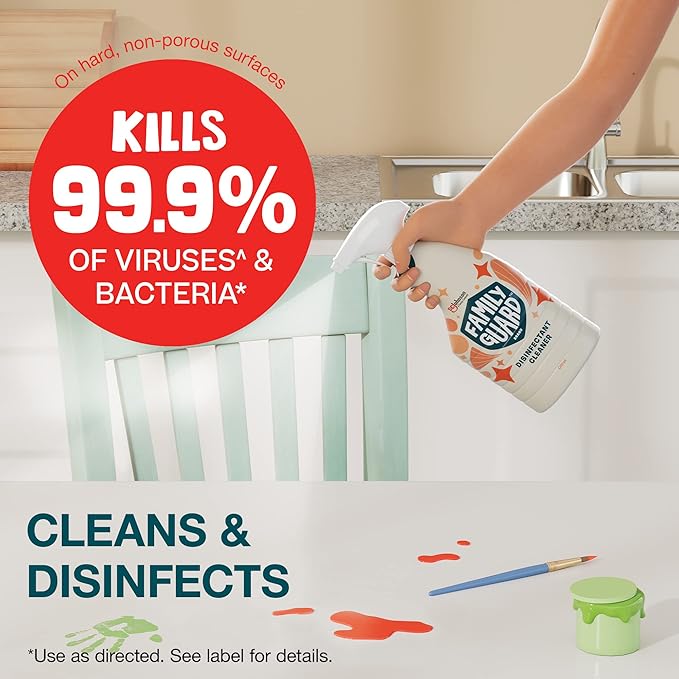 FAMILYGUARD Brand Disinfectant Spray Trigger & Multi Surface Cleaner, Antibacterial Spray, Expertly Formulated for Use In Homes with Children & Pets, Citrus Scent, 32 oz (Pack of 1)