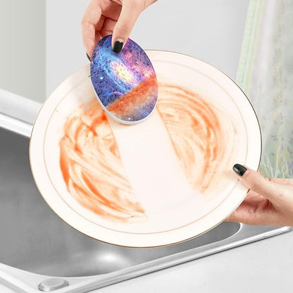 Galaxy Kitchen Scrub Sponges, Pop-up Kitchen Cleaning Sponges Reusable Dish Washing Sponges for Bathroom Household Cleaning 3 Pack - Non Scratch Scrubber
