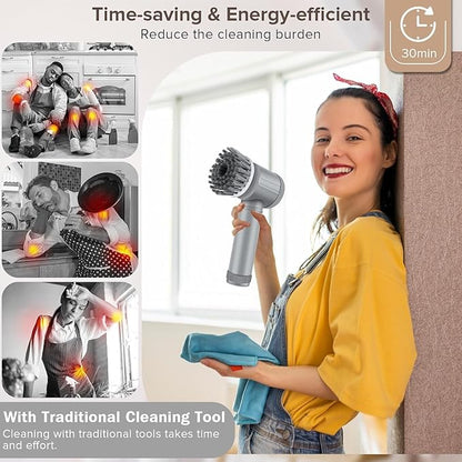 Electric Spin Scrubber - Shower Scrubber,Bathroom Scrubber Electric,for Cleaning Tub, Floor, Tile, Window, Sink, Kitchen Cleaning with 6 Electric Cleaning Brush Head (8)