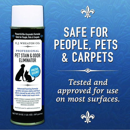 E.J. Wheaton - Pet Stain Odor Eliminator, Professional Strength Enzyme Cleaner for Dog and Cat Urine and More, Large Aerosol Spray, 20 Oz. Can