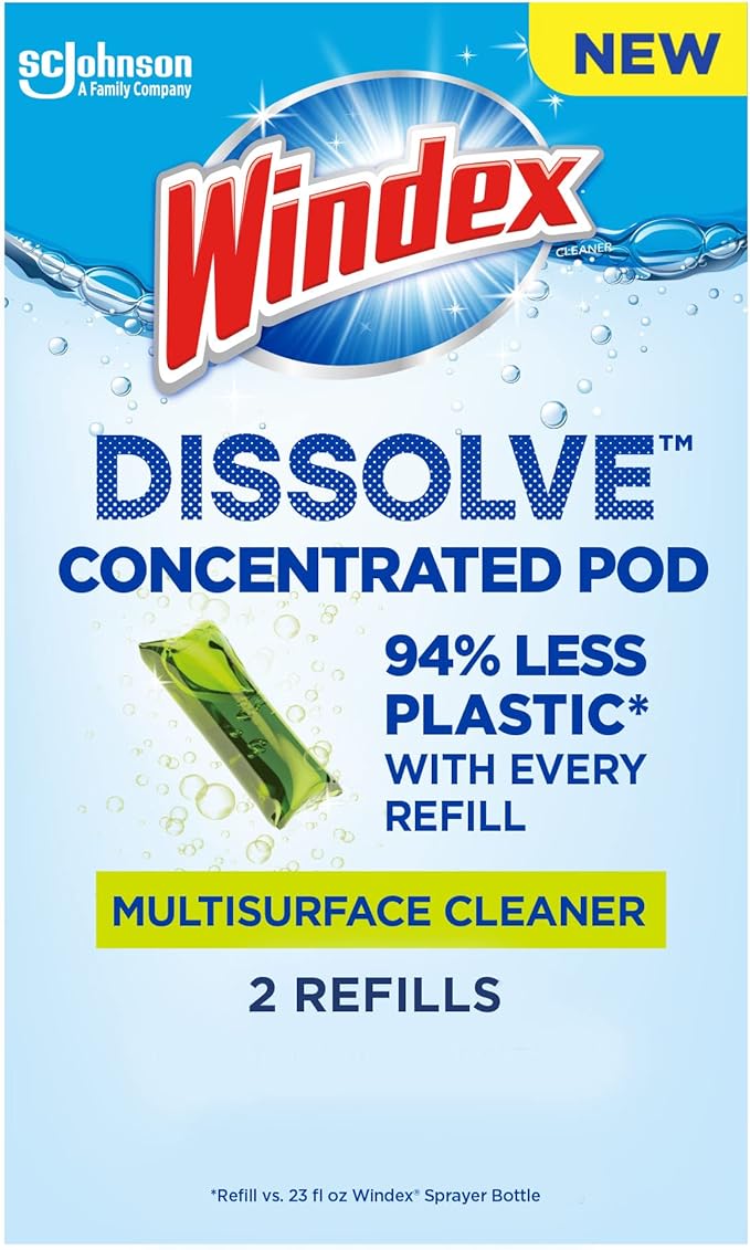 Windex Dissolve Concentrated Pods, Multisurface Cleaner, 2 Concentrated Dissolvable Refill Pods