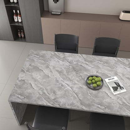 JSEVEM 31"×157" Extra Wide Thick Grey White Marble Wallpaper Peel and Stick Glossy Gray White Marble Contact Paper for Bedroom Waterproof Granite Wall Sticker for Walls Bathroom Living Room Cabinets