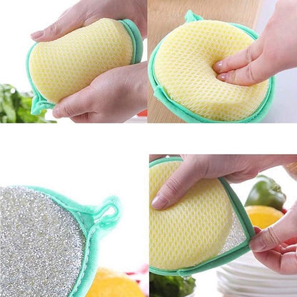 20 Pcs Dishwashing Sponge, Double Sided Round Scrubber Rag Dish Pad for Home Kitchen Cleaning Tool(Random Color)