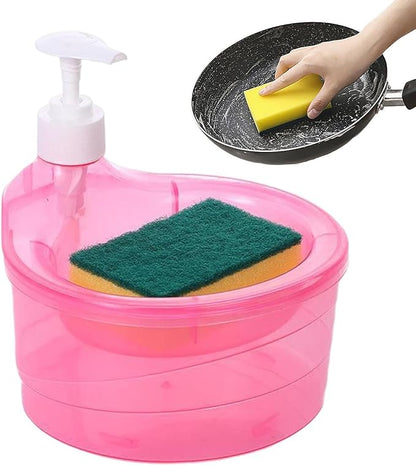 Hand Soap Dispenser - 2 in 1 Washing Up Liquid Dispenser, Dish Washing Pump Organizers | Sink Pump Dispenser Refill Soap Holder with Sponge, Soap Pump and Sponge caddyy for Kitchen Dishwashing