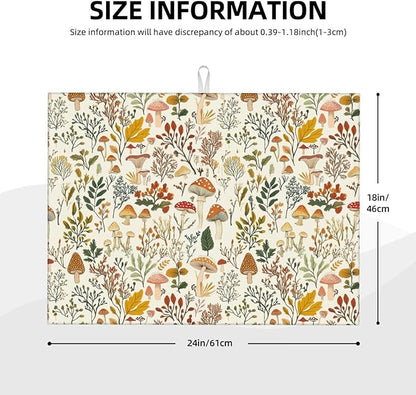 Mushroom Dish Drying Mat For Kitchen Microfiber Drying Mats Absorbent Reversible Dish Pad Draining Mats For Countertop Coffee Mats 18x24 Inch