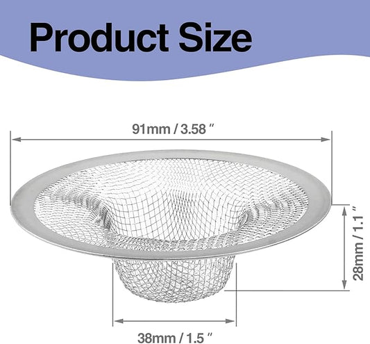 Piutouyar 2 Pack Stainless Steel Kitchen Sink Strainer, 3.5 Inch Diameter Mesh Basket Large Round Filter Kitchen Drain Strainer Food Catcher for Bathroom Bathtub Wash Basin Garbage