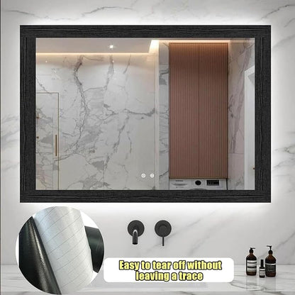 Teemall 10M Black Wood Grain Removable PVC Waterproof Border Wall Decor Removable Self Adhesive Kitchen Bathroom Tiles Sticker Wallpaper 4.2x390 (Black, 4" x 390")