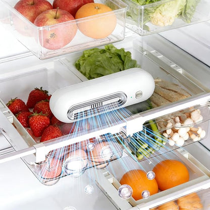 Rechargeable Odor Eliminator for Fridge, Compact Cordless Deodorizer Keeps Food Fresher, No Filter Replacement, USB Charging for Kitchen, Freezer & Food Storage