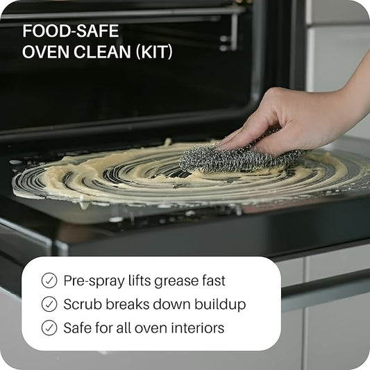 Everneat Oven Cleaning Kit: Natural Oven Cleaner and Kitchen Cleaner | Heavy Duty Oven Cleaner & Oven Rack Cleaner Kit | Fume-free & Safe to Clean All Ovens (Lift) | Refillable Plastic Jar & Bottle