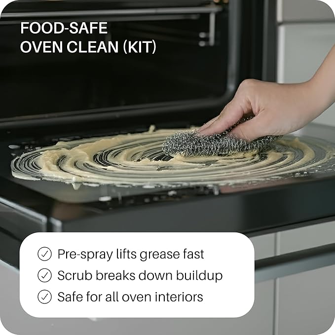 Everneat Oven Cleaning Kit: Natural Oven Cleaner and Kitchen Cleaner | Heavy Duty Oven Cleaner & Oven Rack Cleaner Kit | Fume-free & Safe to Clean All Ovens (Bloom) | Refillable Plastic Jar & Bottle
