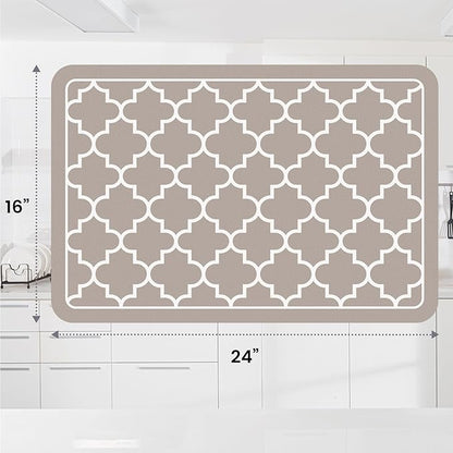 WISELIFE Dish Drying Mat Super Absorbent Drying Mat Large Dish Drying Mats for Kitchen Counter Easy Clean Dish Mat Kitchen Drying Mat16"x 24" Stylish Khaki