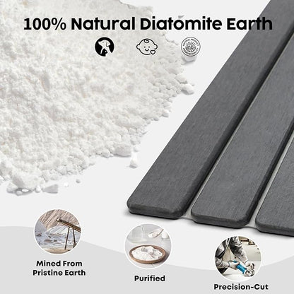 Large Stone Dish Drying Mat for Kitchen Counter, Premium Diatomaceous Earth Coaster Set for Dishes with Free Drainer Rack| Non-Slip Kitchen Sink Mat | Fast-Absorbing, Eco-Friendly, 24"×16", Dark Grey