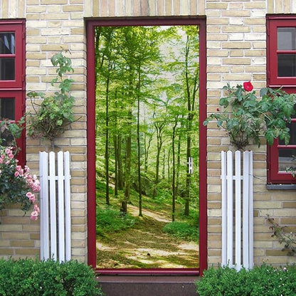 3D Door Wallpaper Self-Adhesive Sticker - Forest Film Poster Premium PVC Waterproof Wall for Bedroom Living Room Decoration 80 x 200 cm