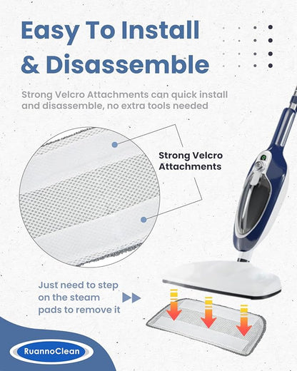 Steam Mop Pads Compatible with GorFanty Steam Mop GF-6610B/GF-6610, Replacement Mop Pads Compatible With Neugo NE033/NE033M & Mxnsewr Steam Mop, Washable & Reusable Steamer Pad -2 Pack