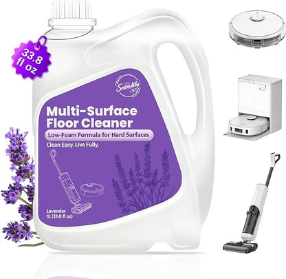 Snowlily 33.8 FL OZ Floor Cleaning Solution Compatible with Robot Vacuum, Residue & Streak Free, Low Foam Floor Cleaner for Mopping, for All Robot Vacuum Mops & Wet Dry Vacuum Cleaners, Lavender