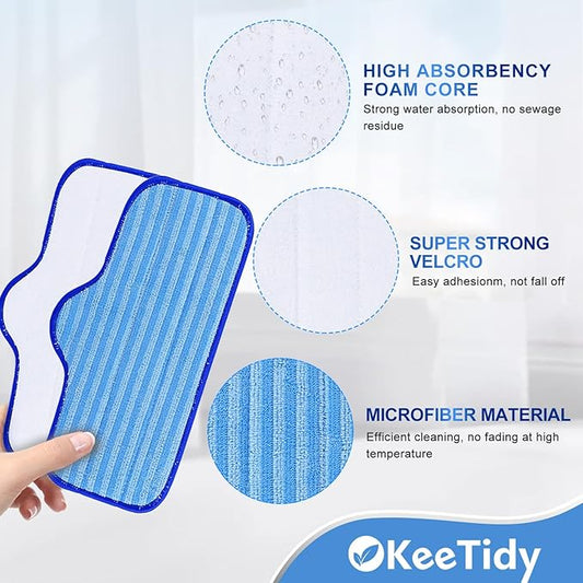 Steam Mop Pads with Washable and Reusable Compatible with ScrubWiz Steam Mop with Detachable Handheld Steam Cleaner, Replacement Accessories for LABIGO 10-in-1 Steam Mop，3+3 Packs