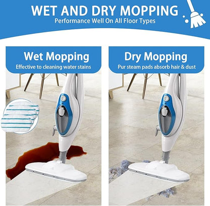Steam Mop Pads Compatible with PurSteam ThermaPro 10-in-1 and ThermaPro 211 Steam Mop Cleaner Microfiber Pur steam Mop Replacement Pads (Blue and White-8pcs)