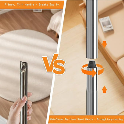 Double-Sided Carpet Rake – Long Handle Pet Hair Removal Tool for Carpets, Furniture & Car Interiors, Adjustable & Durable Stainless Steel Hair Remover Sweeper
