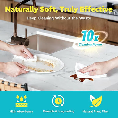 90 Pack Plant-Based Microfiber Cleaning Cloth Rolls, Washable & Reusable Paper Towels for Kitchen, Ultra Absorbent, Scratch Free, Lint Free, Cleaning Supplies, 8.6" x 11.8" (2 Rolls)