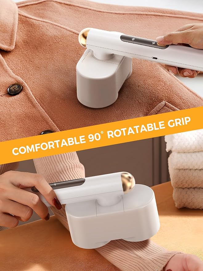 Smiling Shark Fabric Shaver, M-3 Rechargeable Electric Lint Remover 4 Speed Mode 90° Rotatable Grip Portable Cordless Fuzz Remover for Clothes Furniture Sweater Curtain, Fabric-Shaver-Pilling-Removers