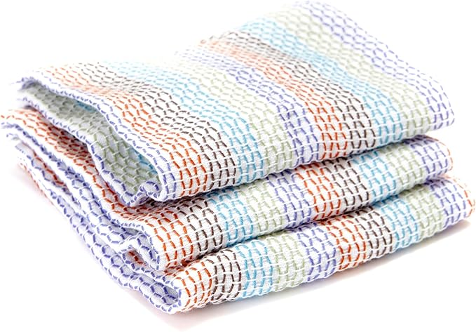 Full Circle Tidy 100% Organic Cotton Dish Cloths - Absorbent, Reusable, Kitchen Towels, Eco-Friendly, Machine Washable - Red