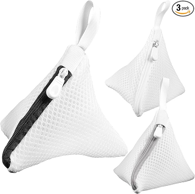 Healifty Mini Mesh Laundry Bags 3-Pack Polyester Wash Bags with Zipper for Machine Washing Delicates Bra Underwear Hosiery Travel and Home Use