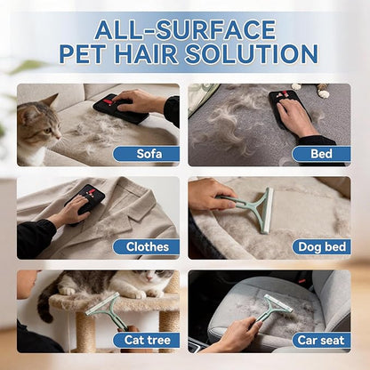 BFNN Carpet Rake for Pet Hair Removal | Reusable Dual-Action Carpet Broom Tool with Metal Scraper & Silicone Brush | 54" Adjustable Handle | 3Pcs Cat & Dog Fur Cleaning Kit for Rugs, Couch & Furniture