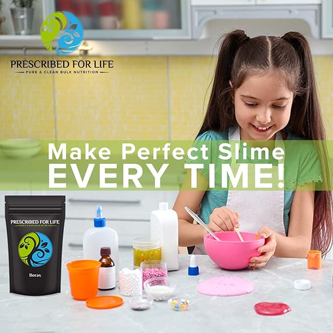 Prescribed For Life Borax Powder, Household Laundry Booster, Slime Activator & Multipurpose Cleaning Powder, All Natural Sodium Borate (1kg / 2.2lb)
