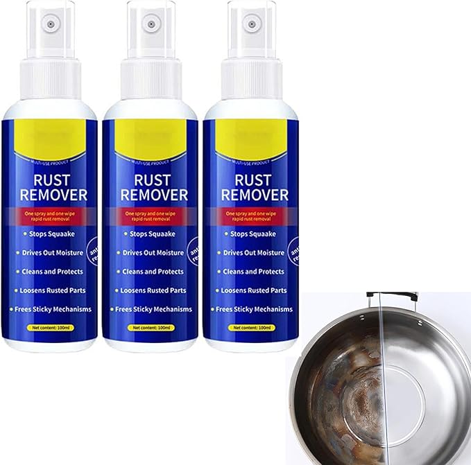 Anti-Rust Lubricant Spray & Rust Remover,Multi-Purpose Lubricant Rust Remover Spray with Protective Coating, Fast-Acting Formula & Easy Application, for Metal, Vehicles, Tools, Chains (3PC)