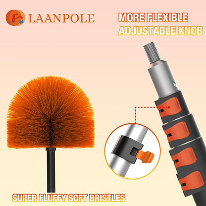 LAANPOLE 30FT Cobweb Duster with Extension Pole, Spider Web Brush for Cleaning Extendable, Professional Ceiling and Corner Dusters for Outdoor Indoor Use