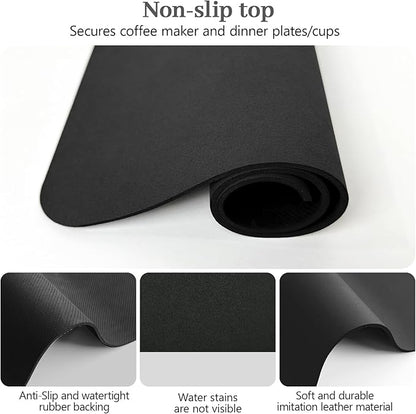 Bloss Coffee Mat, Dish Drying Mat, Coffee Bar/Maker Mat, Kitchen Counter Mat, Absorbent Hide Stain Rubber Backed Dish Drying Pad(12.2"x19.7", Black)