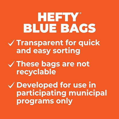 Hefty Blue Trash Bags,Blue,13 Gallon,60 Count (Pack of 6)