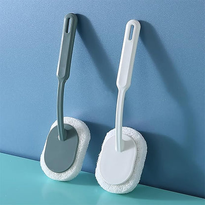Cleaning Brush with Long Handle Sponge Brush Floor Scrubbers for Tub Tile Cleaning Supplies Scrub Brush for Bathroom Kitchen Apartment Essentials forfor Women Men Housekeeping Bathroom Accessories