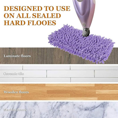 3 Pack Shark Steam Pocket Mops,Household Washable Microfiber Mop Pads Cleaning Pads Replacement for S3500 Series, S3501, S3601, S3550, S3901, S3801, SE450 (Purple,ZCM3)