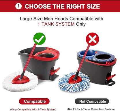 2 Pack Mop Replacement Heads for O-Cedar Spin Mop, Microfiber Spin Mop Refills, Easy Cleaning Mop Head Replacement Refill