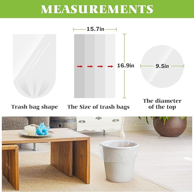 Small Trash bags 1000 Counts 0.5-2 Gallon Car Trash Bag Garbage Bags by Teivio,Office Waste Basket Liners,Bathroom Mini Trash Can Liners,fit 4.5-5 Liter,Small Plastic Bags for home office kitchen