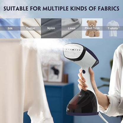 URPOWER 300ml Portable Clothes Steamer 15-Second Heat-Up Handheld Steamer for Clothes 1500W Detachable Tank, Stainless Steel Soleplate, Travel Garment & Fabric Steamers for Home/Office, 120V