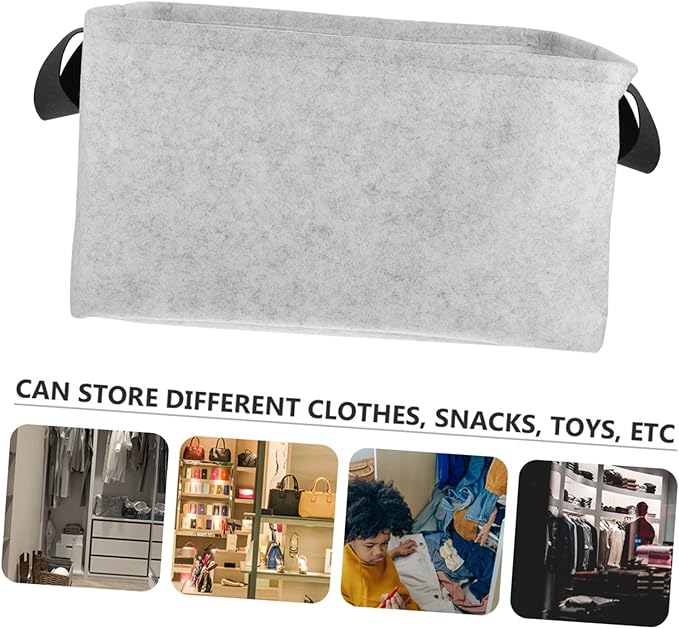 Healifty Reusable Grey Storage Basket with Handles Laundry Hamper for Clothes Magazines and Pet Supplies Washable and Practical Medium Sized Organizer for Home and Bedroom