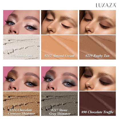 Neutral Eyeshadow Stick Makeup 6PCS Set, Metallic Shimmer Matte Cream Eye Shadow Eyeliner Brightener Pencil Crayon - BROWN LATTE