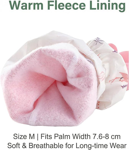 M Size Fleece Lined Cleaning Gloves, Waterproof PVC Household Gloves for Kitchen Dishwashing