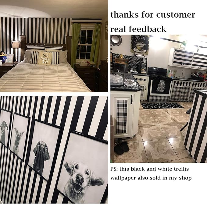 Guvana 197"x17.7" Black and White Stripe Contact Paper Peel and Stick Wallpaper Self-Adhesive Wallpaper Removable Contact Paper Modern for Living Room Bedroom Countertop Shelf Drawer Decor