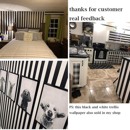 Guvana 197"x17.7" Black and White Stripe Contact Paper Peel and Stick Wallpaper Self-Adhesive Wallpaper Removable Contact Paper Modern for Living Room Bedroom Countertop Shelf Drawer Decor