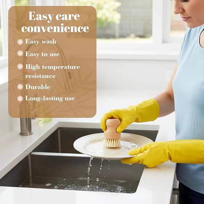 Bamboo Dish Brush Set, 9 Pack Kitchen Natural Wooden Cleaning Scrubbers Set Washing Dish Brush Scrubber with Natural Sisal Bristles for Household Cleaning Vegetables