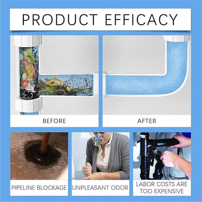 Strength Drain Cleaner - Powerful Pipe Dredging Agent, Pro Hair Drain Clog Remover & Cleaner, Quickly Clean Sewers and Eliminate Odors, Suitable for Bathroom, Kitchen, Shower, Sink & Toilet (1Pcs)